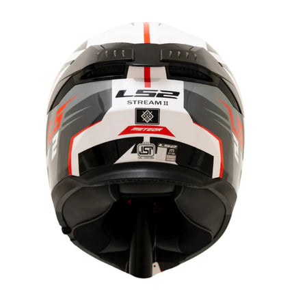 LS2 FF320 Stream II Meteor White Red full face helmet rear ventilation ports