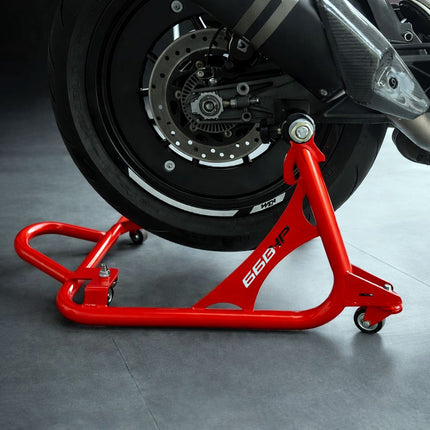 66BHP 360 universal rotatable paddock stand swivel wheel detail