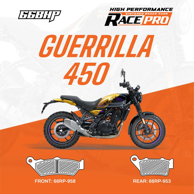 66BHP Race Pro sintered brake pads for Royal Enfield Guerrilla 450