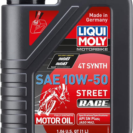 Liqui Moly Motorbike 4T Synth 10W-50 Street Race Engine Oil, 1 L