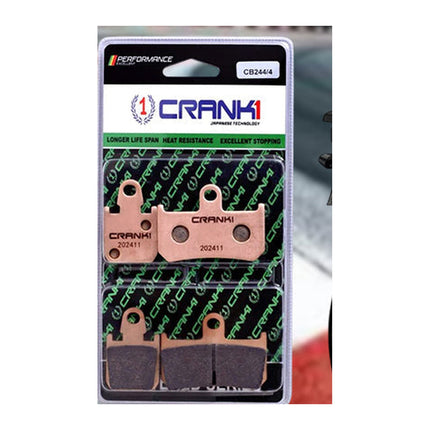 CRANK1 Brake Pads for Yamaha YZF-R1, Ceramic & Sintered, Front & Rear, in retail packaging