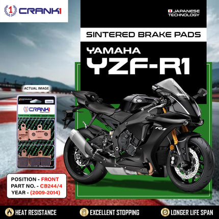 Sintered Brake Pads For Yamaha YZF-R1 (2009-2014) - Front - CB244/4 - 2 Sets Required - CRANK1