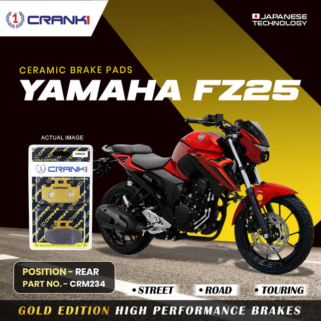 Ceramic Brake Pads For Yamaha FZ25 - Rear - CRM234 - 1 Set - CRANK1