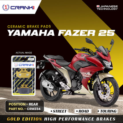 Ceramic Brake Pads For Yamaha Fazer 25 - Rear - CRM234 - 1 Set - CRANK1