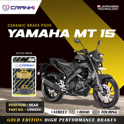Ceramic Brake Pads For Yamaha MT-15 - Rear - CRM234 - 1 Set - CRANK1