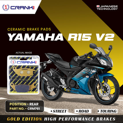 Ceramic Brake Pads For Yamaha R15 V2 - Rear - CRM761 -  1 Set - CRANK1
