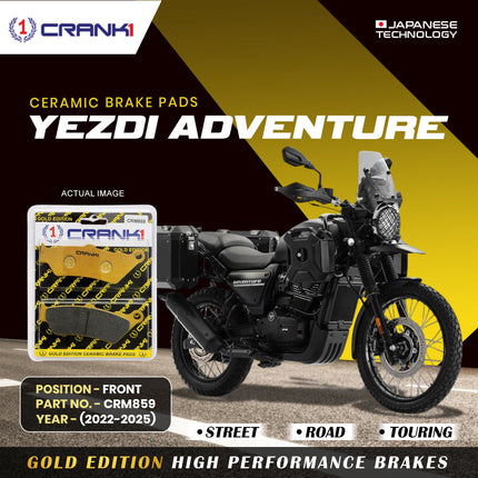 Ceramic Brake Pads For Yezdi Adventure (2022-2025) - Front - CRM859 - 1 Set - CRANK1