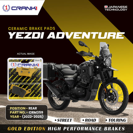 Ceramic Brake Pads For Yezdi Adventure (2022-2025) - Rear - CRM359 - 1 Set - CRANK1