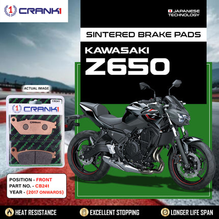 Sintered Brake Pads For Kawasaki Z650 (2017 Onwards) - Front - CB241 - 2 Sets Required - CRANK1