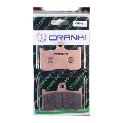 CRANK1 Brake Pads for Kawasaki Z900, Ceramic & Sintered, Front & Rear, in retail packaging