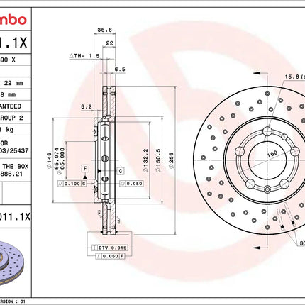 Brembo 0970111X Front Brake Disc - official Brembo product image