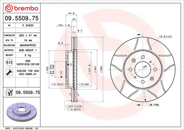 Brembo 09550975 Front Brake Disc - official Brembo product image