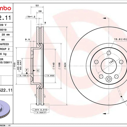 Brembo 09C52211 Front Brake Disc - official Brembo product image