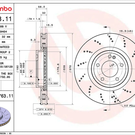 Brembo 09D76311 Rear Brake Disc - official Brembo product image