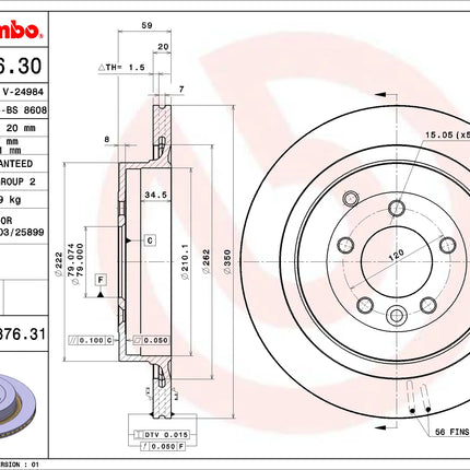 Brembo 09887631 Rear Brake Disc - official Brembo product image