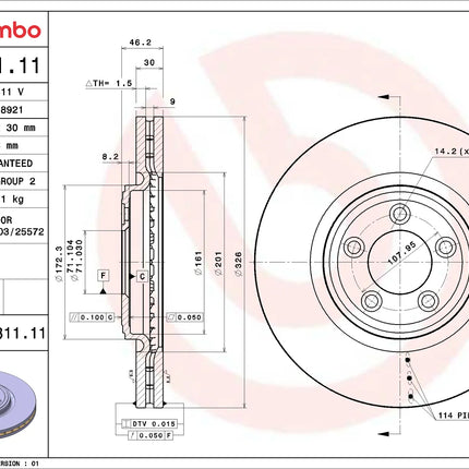 Brembo 09B31111 Front Brake Disc - official Brembo product image