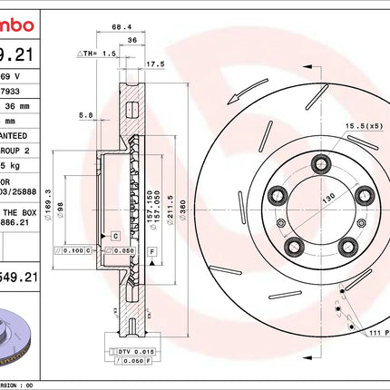 Brembo 09C54921/09C54931 Front Brake Disc - official Brembo product image