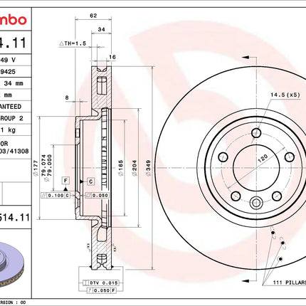 Brembo 09C51411 Front Brake Disc - official Brembo product image