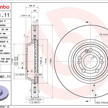 Brembo 09D98111 Front Brake Disc - official Brembo product image
