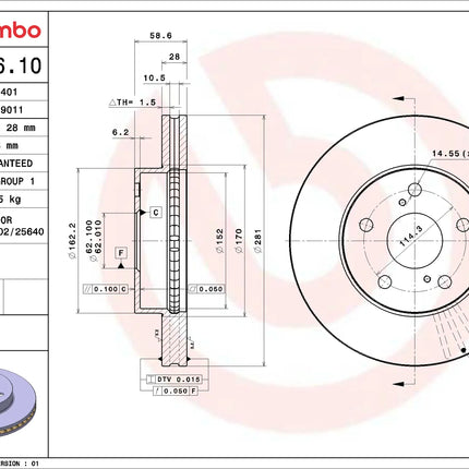 Brembo 09C06610 Front Brake Disc - official Brembo product image