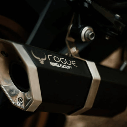 Barrel Rogue V1 Exhaust for Bajaj Dominar 400 & 400 UG — Stainless Steel with Decat Pipe Barrel