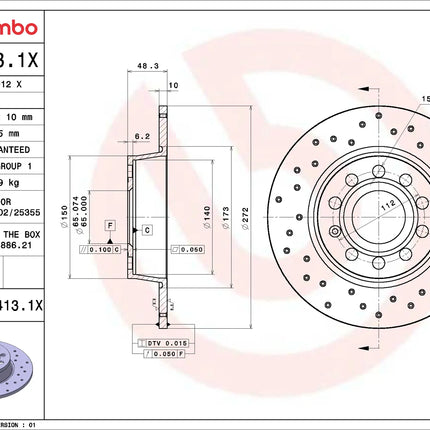 Brembo 08B4131X Rear Brake Disc - official Brembo product image