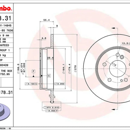Brembo 08517831 Rear Brake Disc - official Brembo product image