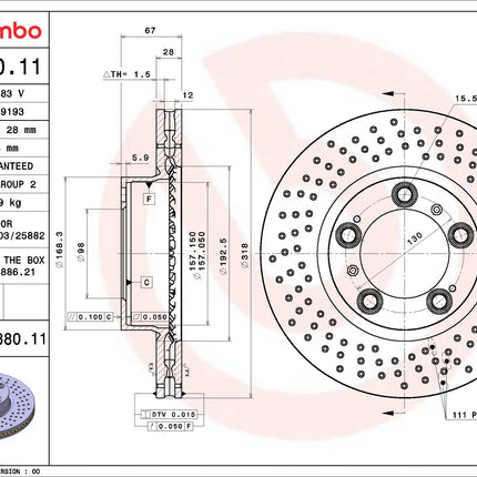 Brembo 09C88011 Front Brake Disc - official Brembo product image