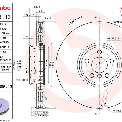 Brembo 09D89513/09D89613 Front Brake Disc - official Brembo product image