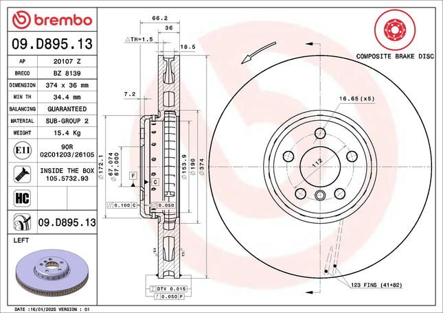 Brembo 09D89513/09D89613 Front Brake Disc - official Brembo product image