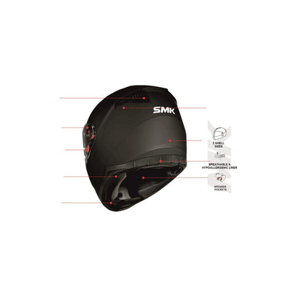 SMK Bionic Adult Full Face Helmet - technical features