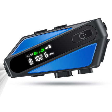 EDYELL C6 Motorcycle Bluetooth Intercom Headset with LED Display and 600M Range – IPX6 Waterproof Helmet Communication System-blue