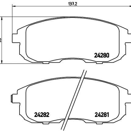 Brembo P23126 brake pad dimension drawing