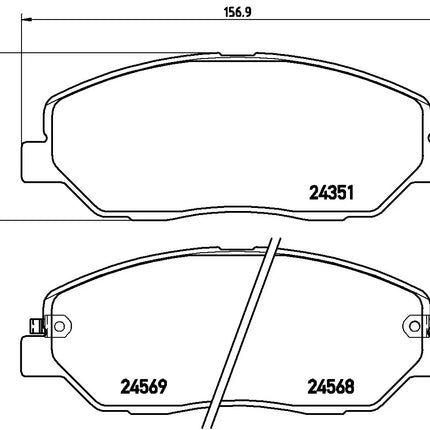 Brembo P30036 brake pad dimension drawing
