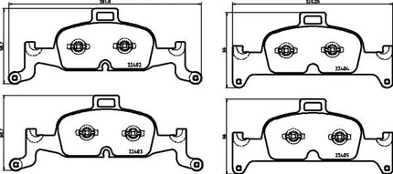 Brembo P85164X brake pad dimension drawing