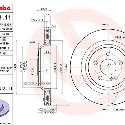 Brembo 09A81811 Rear Brake Disc - official Brembo product image