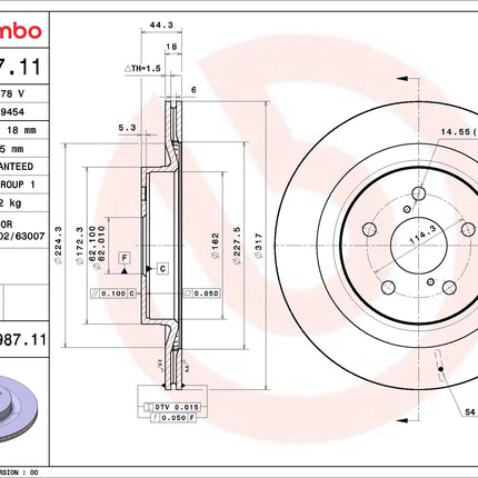 Brembo 09D98711 Rear Brake Disc - official Brembo product image