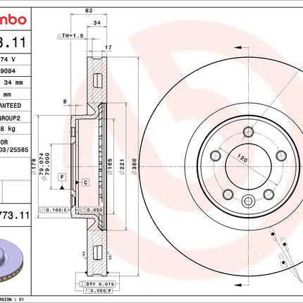 Brembo 09A77311 Front Brake Disc - official Brembo product image