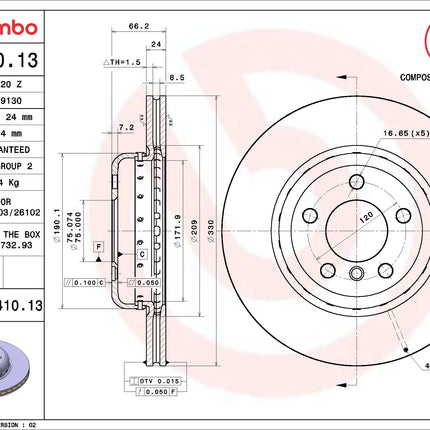 Brembo 09C41013 Front Brake Disc - official Brembo product image
