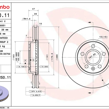 Brembo 09D25011 Front Brake Disc - official Brembo product image