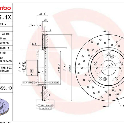 Brembo 09A4551X Front Brake Disc - official Brembo product image