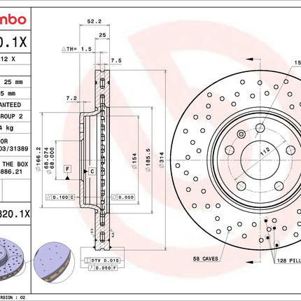 Brembo 09A8201X Front Brake Disc - official Brembo product image