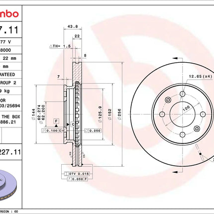 Brembo 09D22711 Front Brake Disc - official Brembo product image