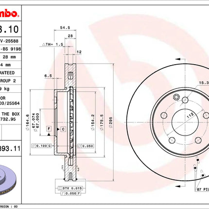 Brembo 09C89311 Front Brake Disc - official Brembo product image