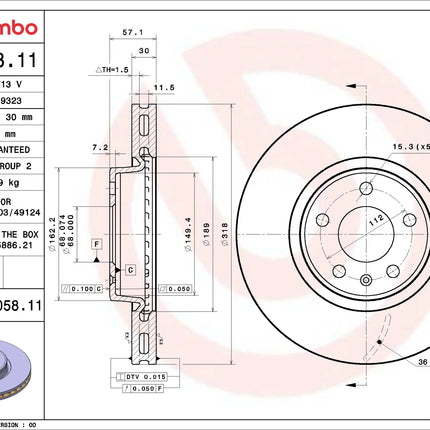Brembo 09D05811 Front Brake Disc - official Brembo product image