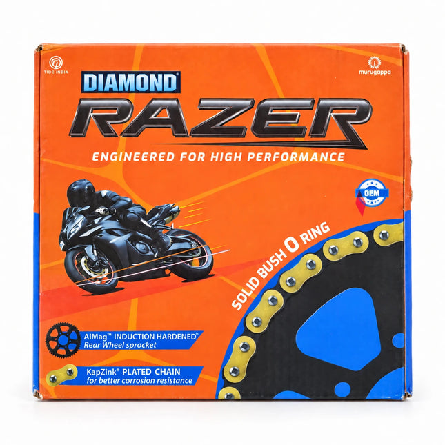 Diamond Razer O-Ring Chain & Sprocket Kit for Royal Enfield Interceptor 650 and Continental GT 650, retail box front