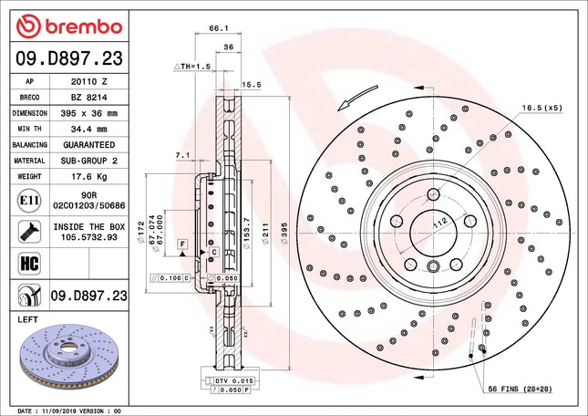 Brembo 09D89723/09D89823 Front Brake Disc - official Brembo product image