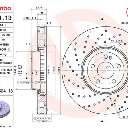 Brembo 09D52413 Front Brake Disc - official Brembo product image