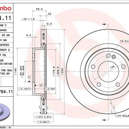 Brembo 09D76411 Rear Brake Disc - official Brembo product image