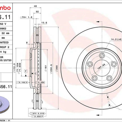 Brembo 09B55611 Front Brake Disc - official Brembo product image